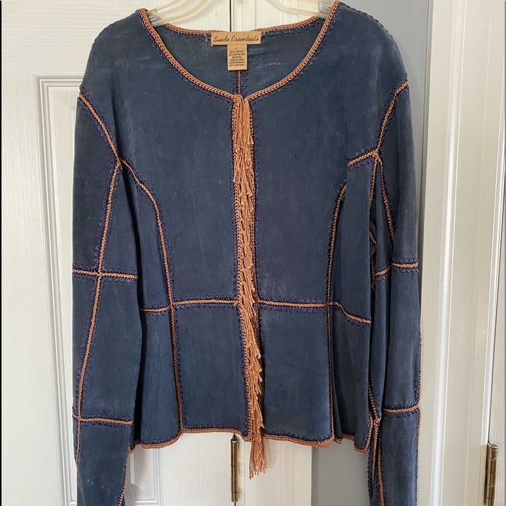 SUEDE FRINGE CROPPED JACKET